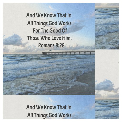 ROMANS 8:28 BLUE SKIES SCRIPTURE VERSE FABRIC