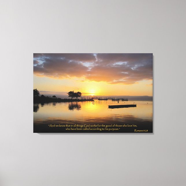 Romans 8:28 Christian Bible Verse Canvas Art (Front)