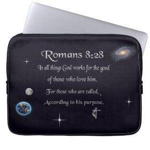 Romans 8:28 Christian Bible verse Laptop Sleeve