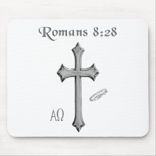 Romans 8:28 Christian Bible verse Mouse Pad