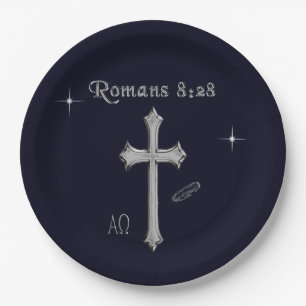 Romans 8:28 Christian Bible verse Paper Plates