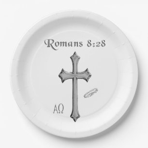 Romans 8:28 Christian Bible verse Paper Plates