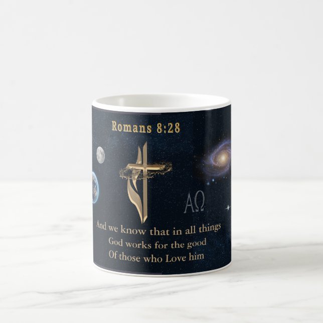 Romans 8:28 Christian  Coffee Mug (Center)