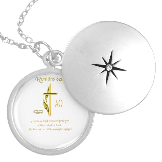 Romans 8:28 Christian gifts Silver Plated Necklace (Front)