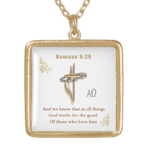 Romans 8:28 Christian  Gold Plated Necklace