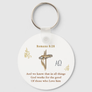 Romans 8:28 Christian  Keychain