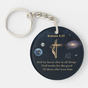 Romans 8:28 Christian Keychain