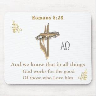 Romans 8:28 Christian  Mouse Pad