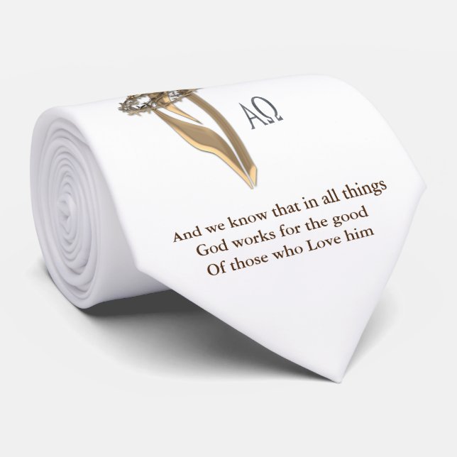 Romans 8:28 Christian  Neck Tie (Rolled)