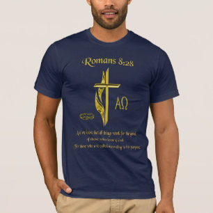 Romans 8:28 Christian t-shirts