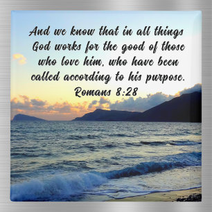 Romans 8:28 Custom Bible Verse Sunset Magnet