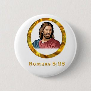 Romans 8:28 designs button