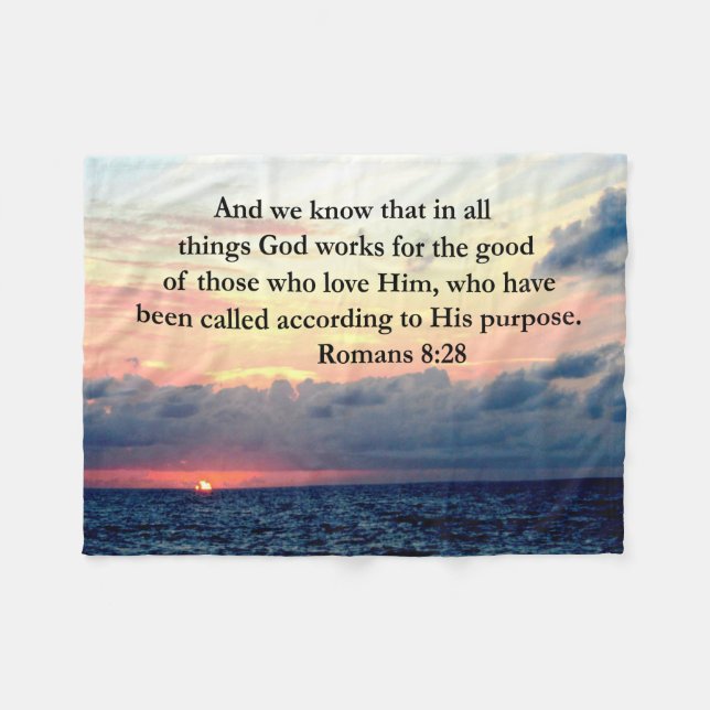 ROMANS 8:28 FAITH FLEECE BLANKET (Front (Horizontal))