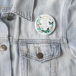 Romans 8:28 Flowers and butterflies Button