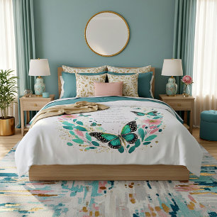 Romans 8:28 Flowers and butterflies  Duvet Cover