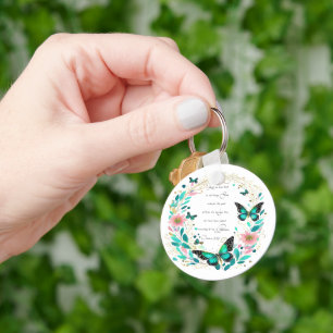 Romans 8:28 Flowers and butterflies  Keychain