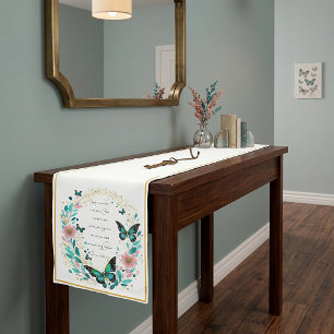 Romans 8:28 Flowers and butterflies  Medium Table Runner