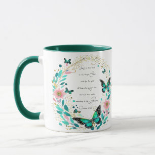 Romans 8:28 Flowers and butterflies Mug