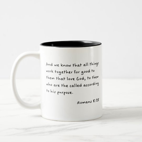 Romans 8:28 Biblical Verse Ceramic Coffee Mug 16 oz 