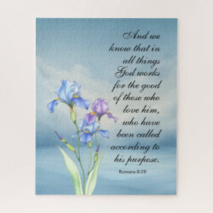 Romans 8:28 Iris Watercolor Jigsaw Puzzle