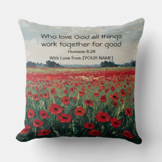 Romans 8:28 Personalized Christian Throw Pillow