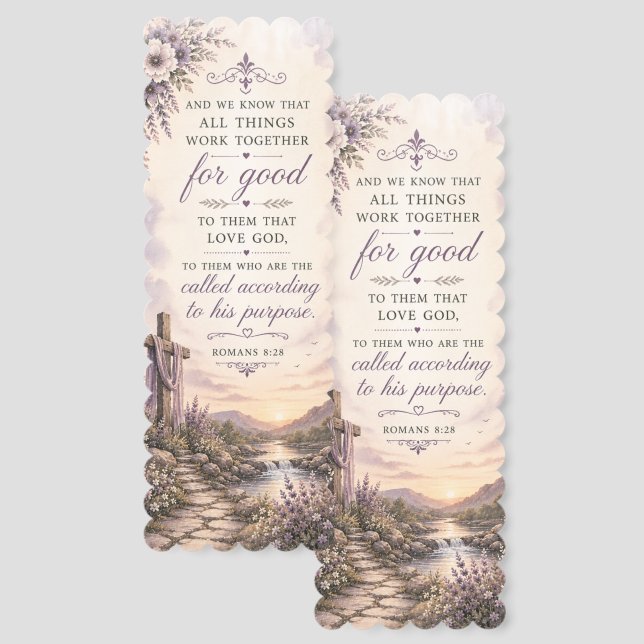 Romans 8:28 Purpose Scripture Glossy Bookmark (Front & Back)