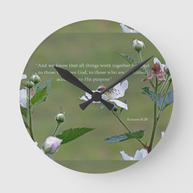 Romans 8:28 round clock (Front)
