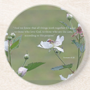 Romans 8:28 sandstone coaster