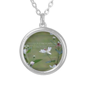 Romans 8:28 silver plated necklace