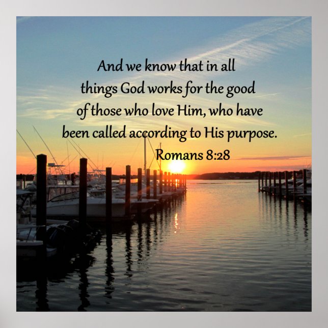ROMANS 8:28 SUNSET PHOTO DESIGN POSTER (Front)