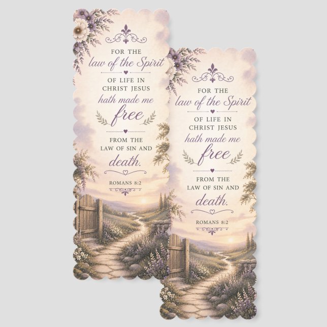 Romans 8:2 Freedom Scripture Glossy Bookmark (Front & Back)
