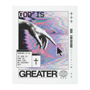 Romans 8:31 Cyberpunk Hand Of God Glitch Art