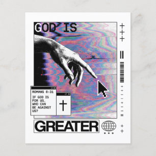 Romans 8:31 Cyberpunk Hand Of God Glitch Art Flyer