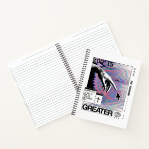 Romans 8:31 Cyberpunk Hand Of God Glitch Art Notebook