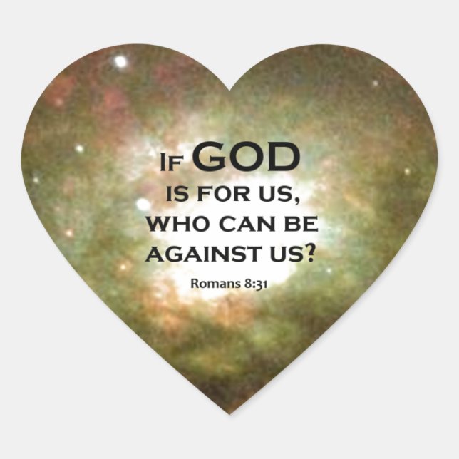 Romans 8:31 heart sticker (Front)