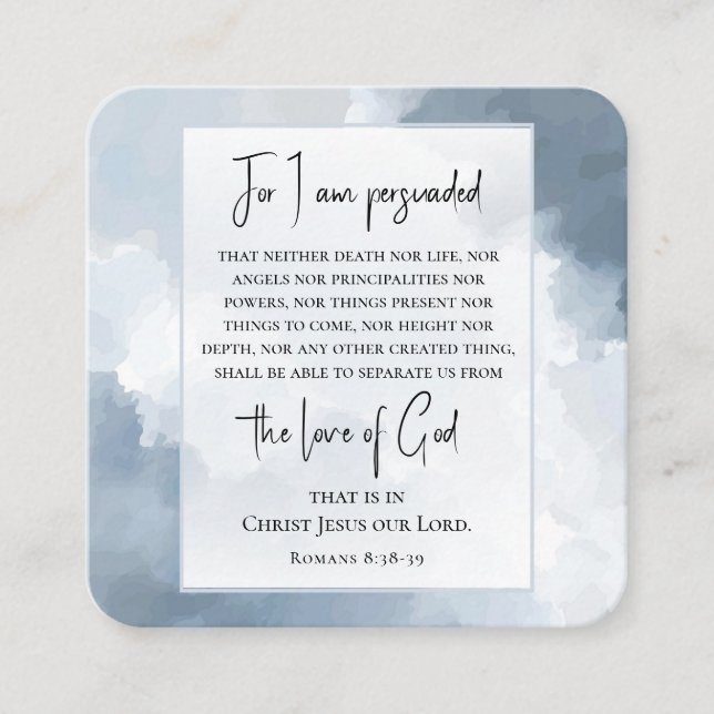 Romans 8:38-39 Love of God Bible Verse Christian Square Business Card (Front)