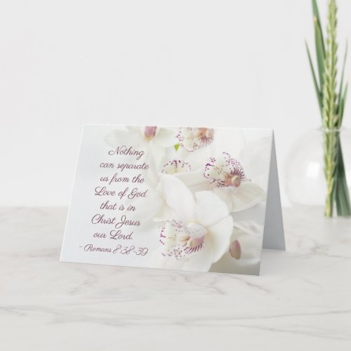 Romans 838_39 Love of God Bible White Orchids Card