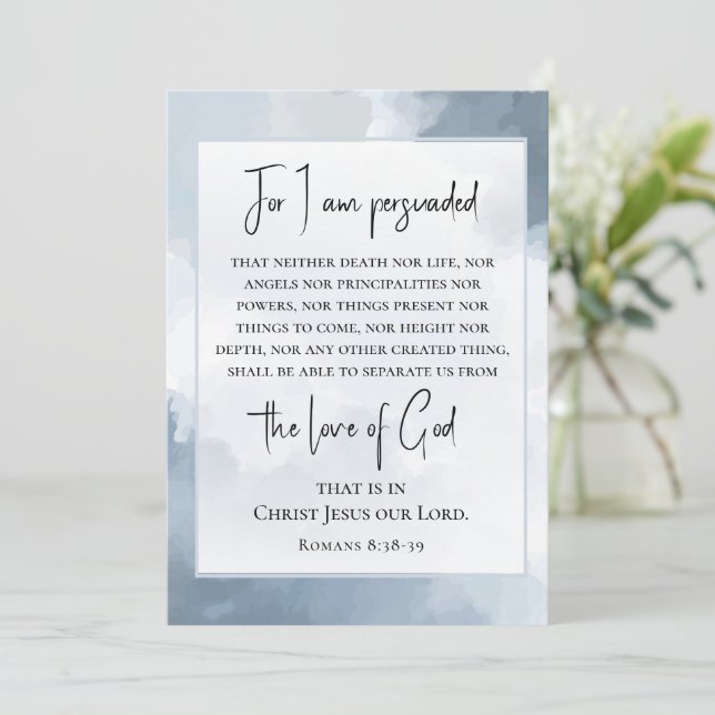 Romans 8:38-39 Love of God Christian Bible Card (Standing Front)
