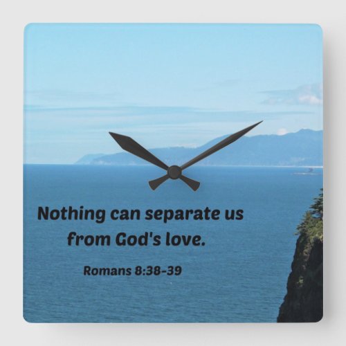 Romans 838_39 Nothing can separate us Square Wall Clock