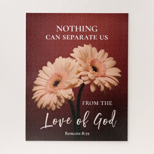 Romans 8 39 Love of God Bible Verse Pink Brown Jigsaw Puzzle