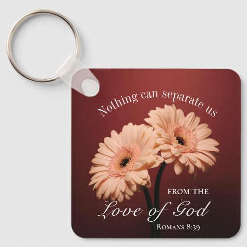 Romans 8 39 Love of God Bible Verse Pink Brown Keychain
