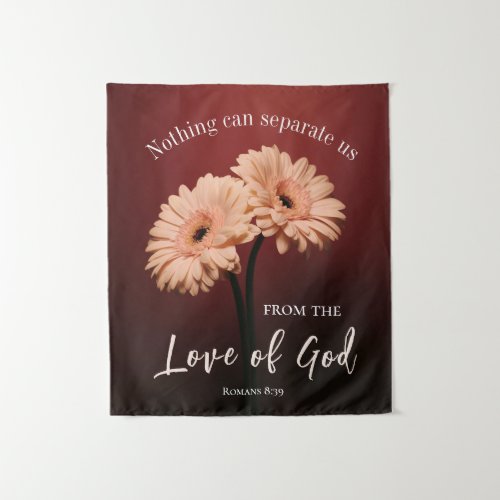 Romans 8 39 Love of God Bible Verse Pink Brown  Tapestry