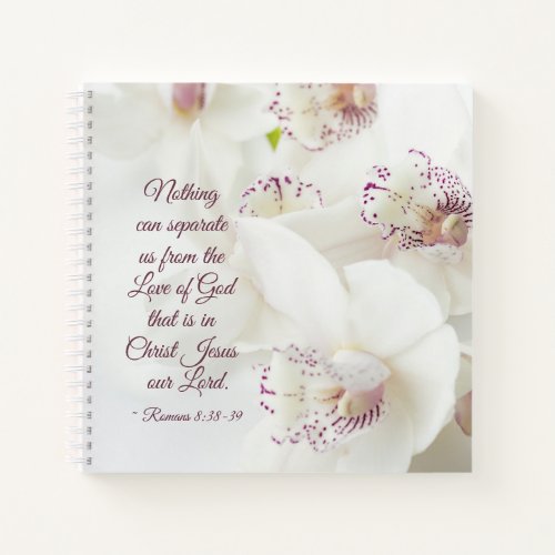Romans 839 Love of God Bible White Orchids Notebook
