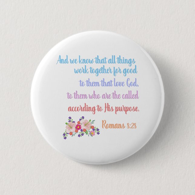 Romans 8 Bible Verse Design Button (Front)