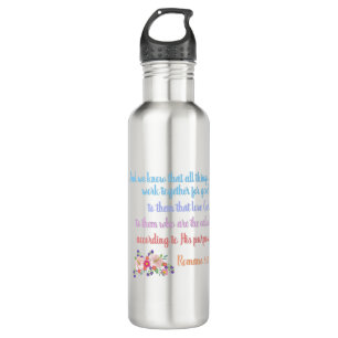 Romans 8 Bible Verse Design Stainless Steel Water Bottle