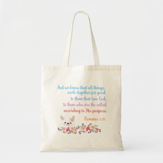 Romans 8 Bible Verse Design Tote Bag (Front)