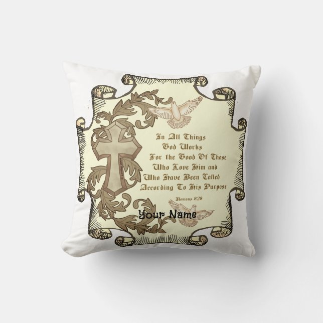 Romans Eight 28 Throw Pillow (Front)
