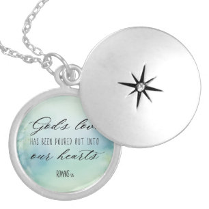 Romans God's Love Has Been Poured Into Our Hearts Locket Necklace