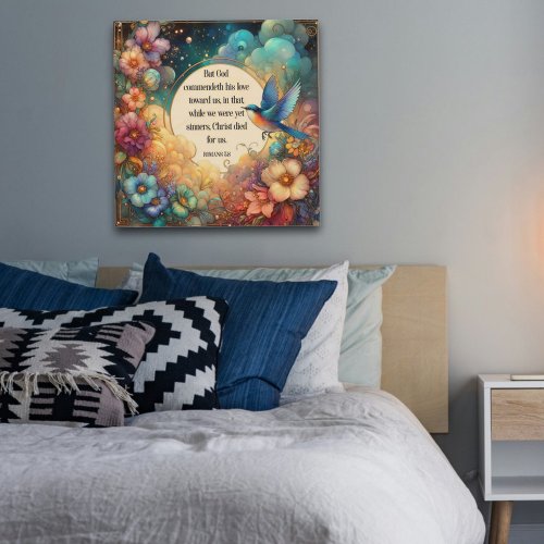 Romans Verse Inspirational Christian Floral Easter Wood Wall Art