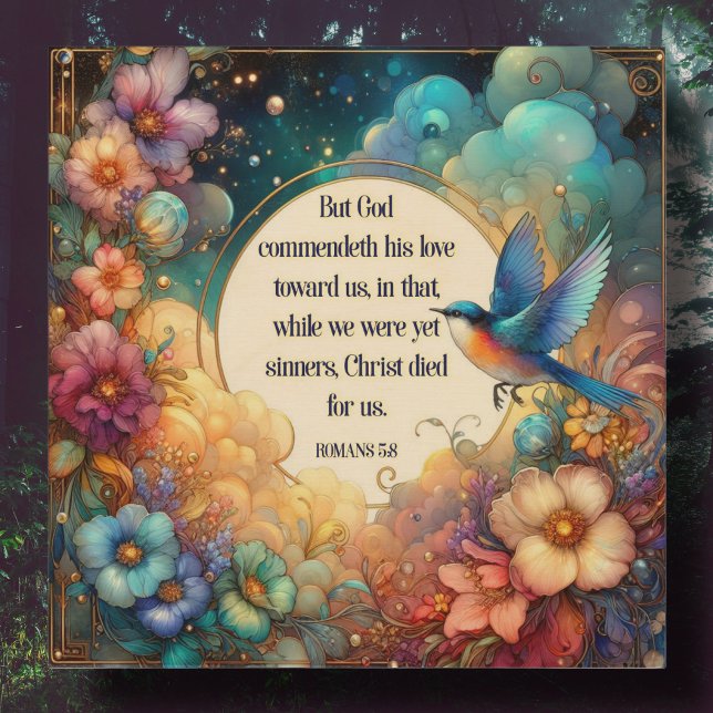Romans Verse Inspirational Christian Floral Easter Wood Wall Art (Creator Uploaded)